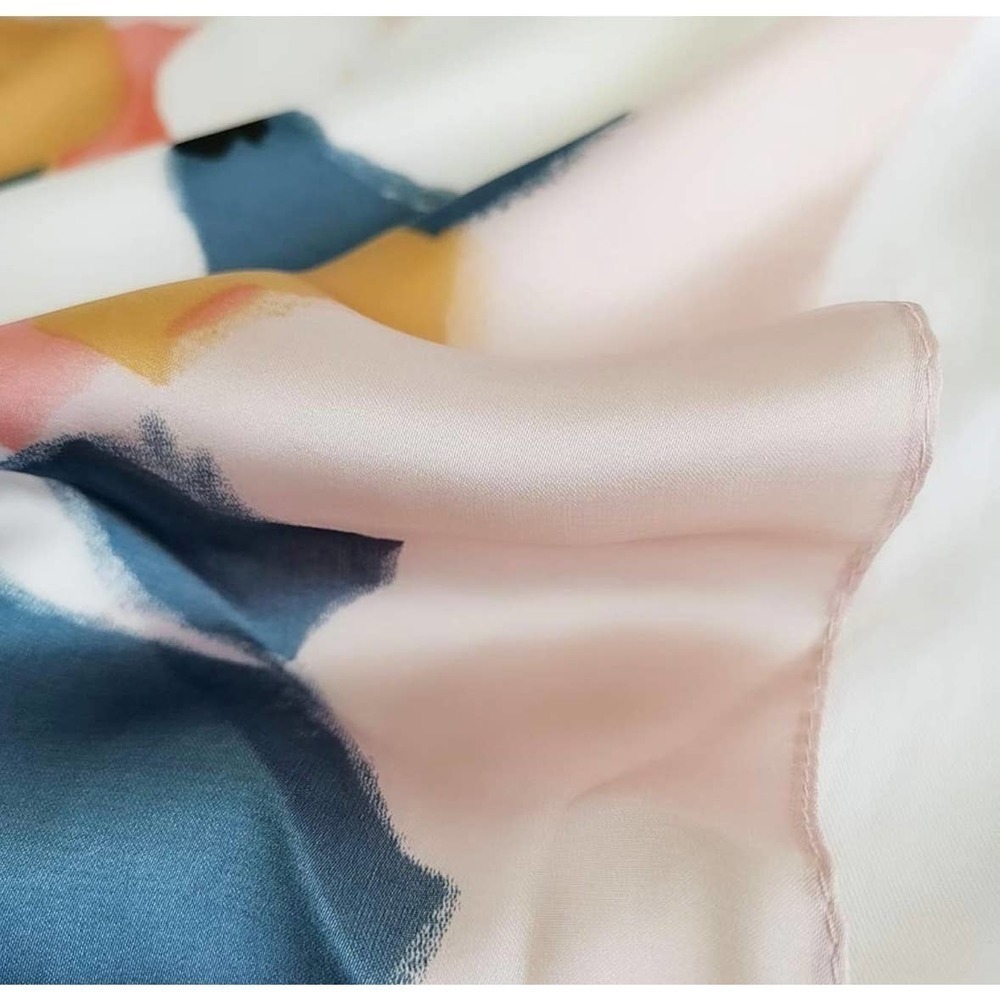 Silk Feeling Scarf Medium Square Satin Head Scarf for Women 27.5 × 27.5 inches - Picture 3 of 4